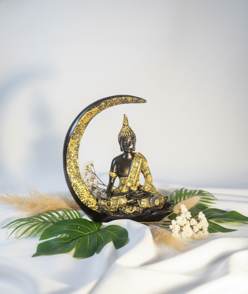 Meditating Moon Buddha Statue