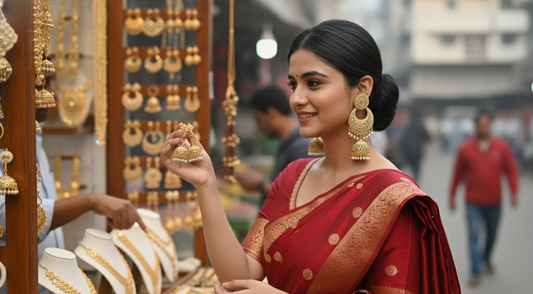 Ethnic Bridal Wedding Look Jhumka with Multicolour Stone & Pearl Work