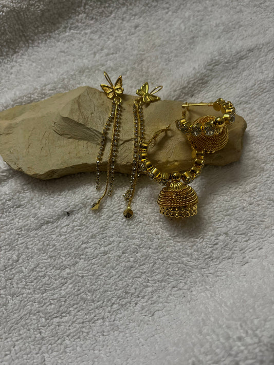 Gold Plated Jhumka & Butterfly Dangler Combo